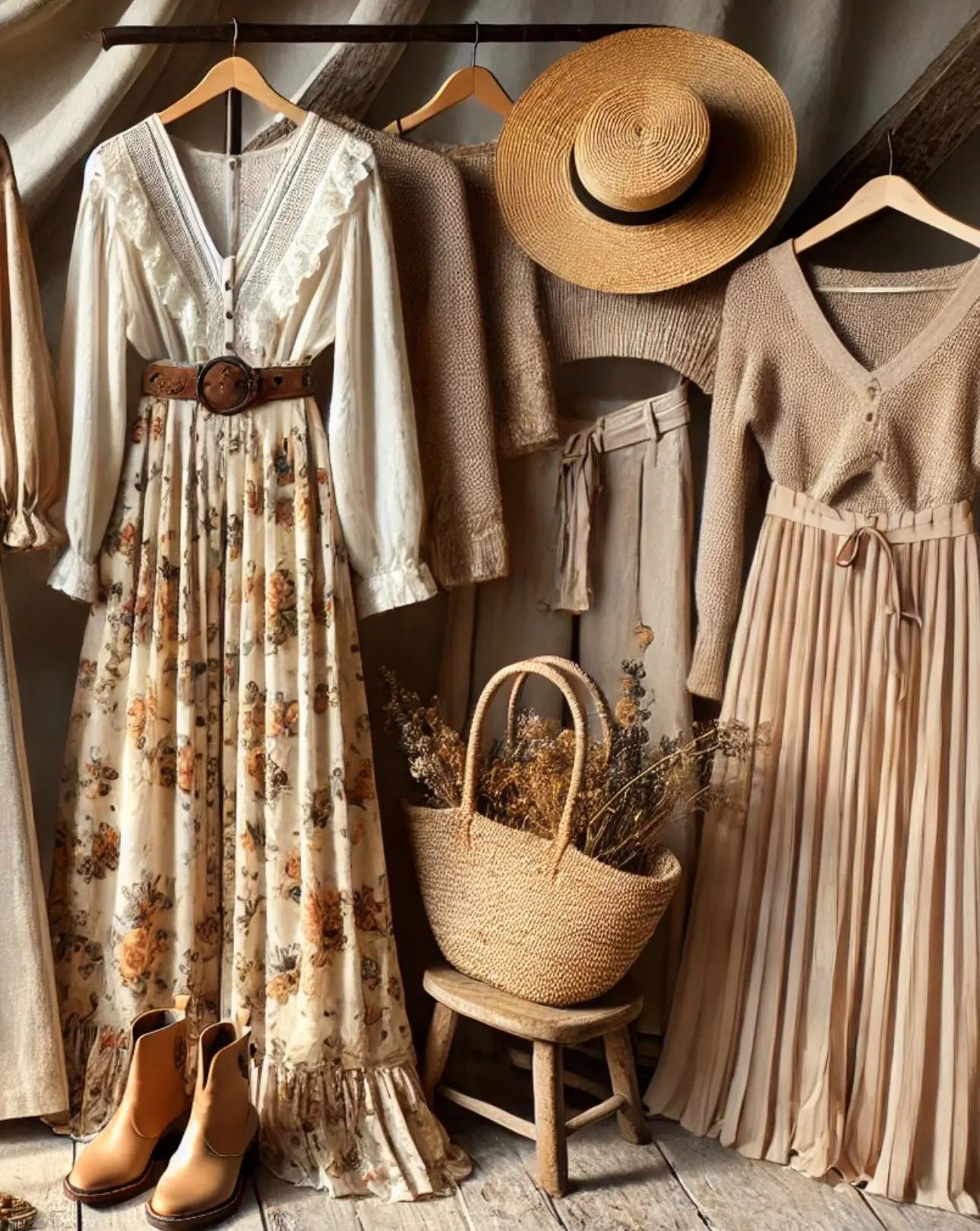 Linen Clothing bundle Cottagecore Dress & Boho Wide Leg Pants Farmhouse Fashion Outfits | Rustic Vintage Inspired Style handmade
~ Women’s Size MEDIUM