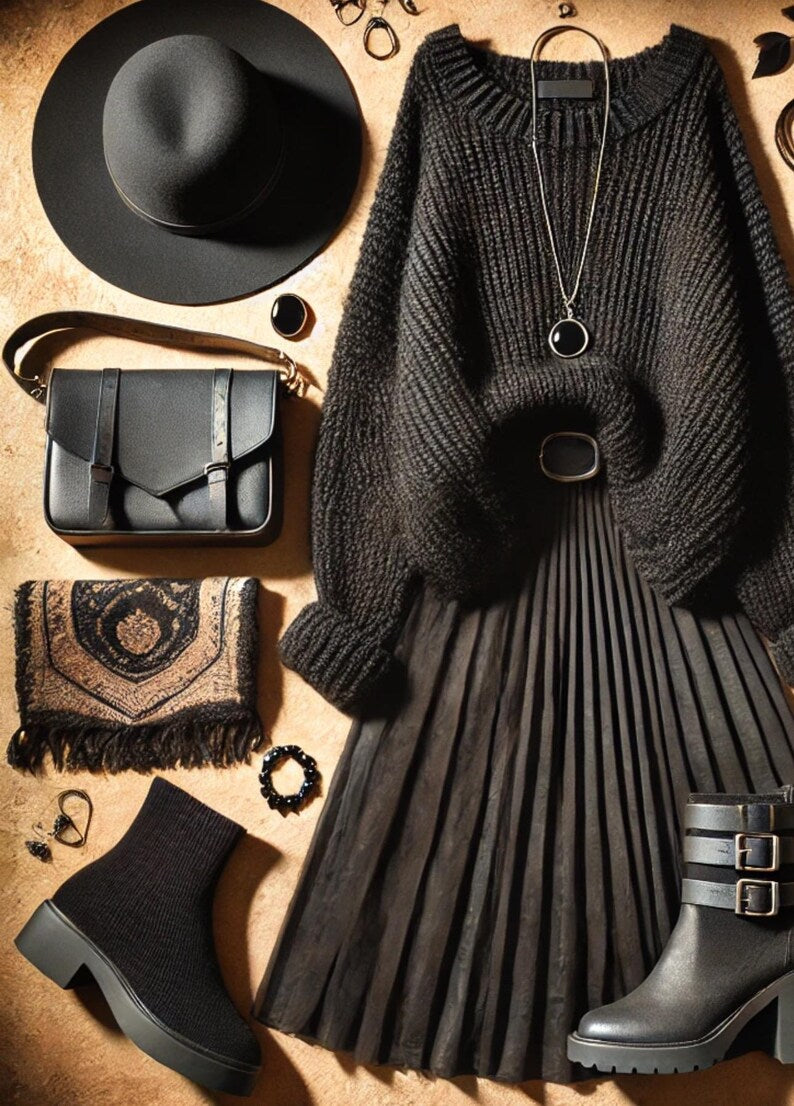 Witch Fall Wardrobe Black Boho Witchy Thrift Bundle | Gothic Boho Clothing | Witchcore Fall Outfit | Dark Academia Thrift Box - Women’s size Small