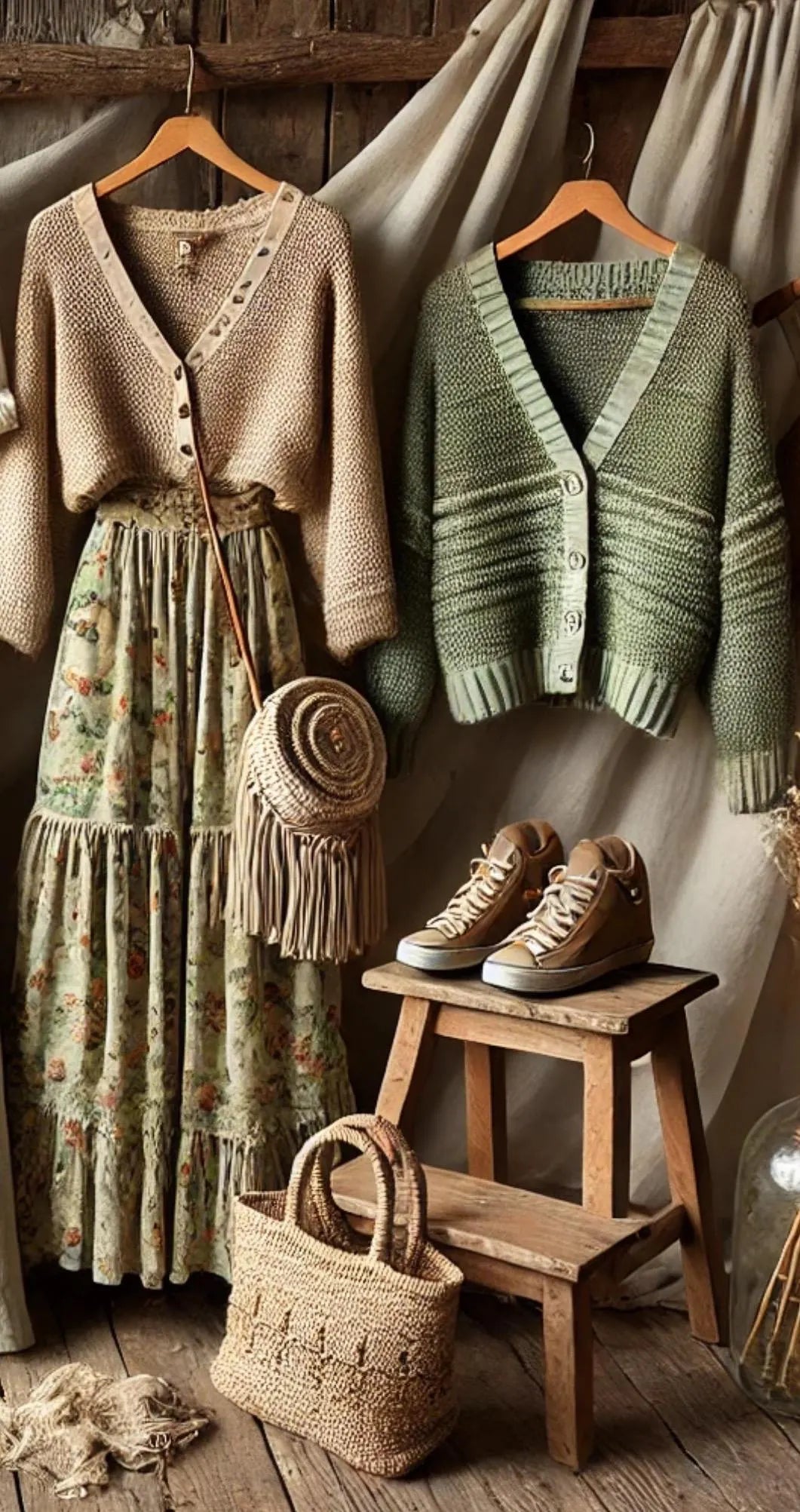 Linen Clothing bundle Cottagecore Dress & Boho Wide Leg Pants Farmhouse Fashion Outfits | Rustic Vintage Inspired Style handmade
~ Women’s Size MEDIUM