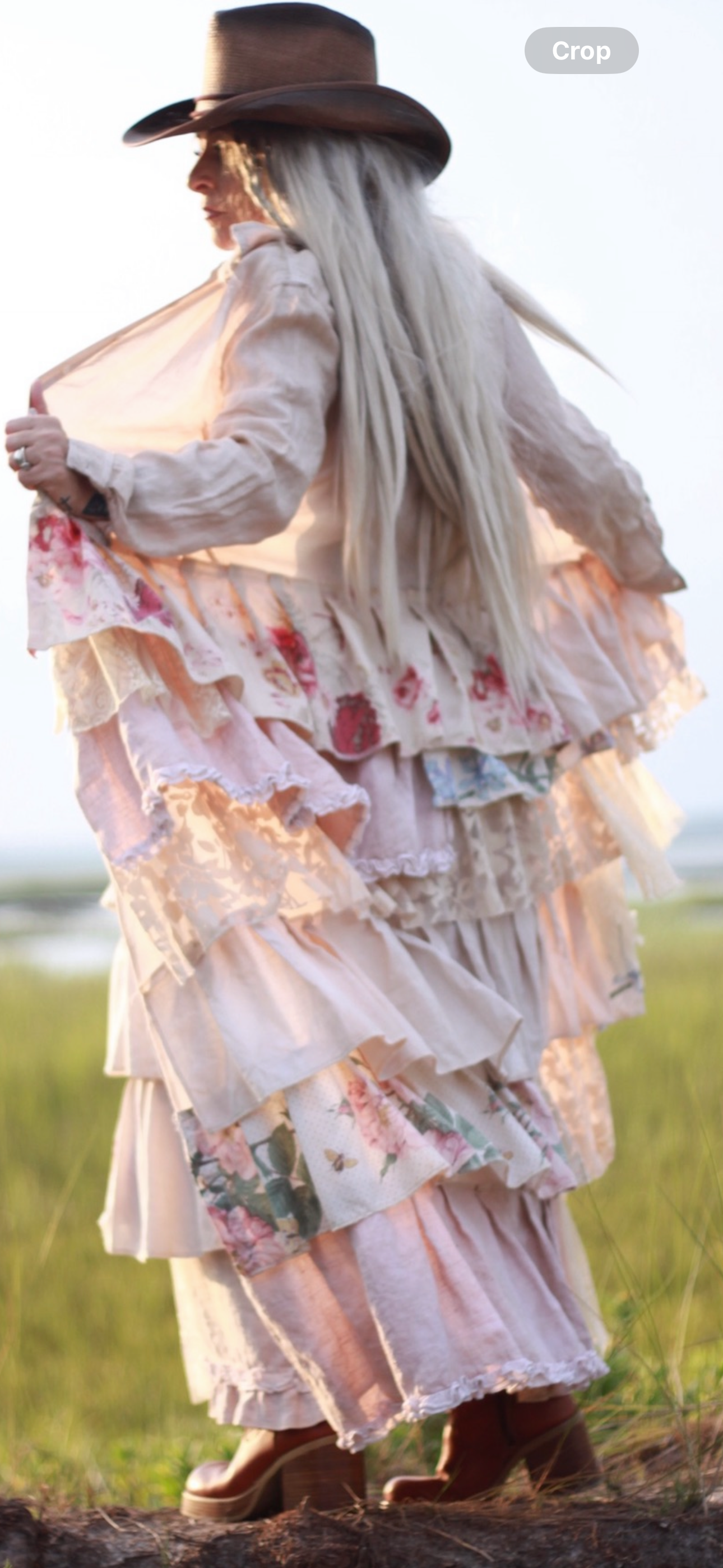 Large sippin whisky ruffle kimono duster, country boho