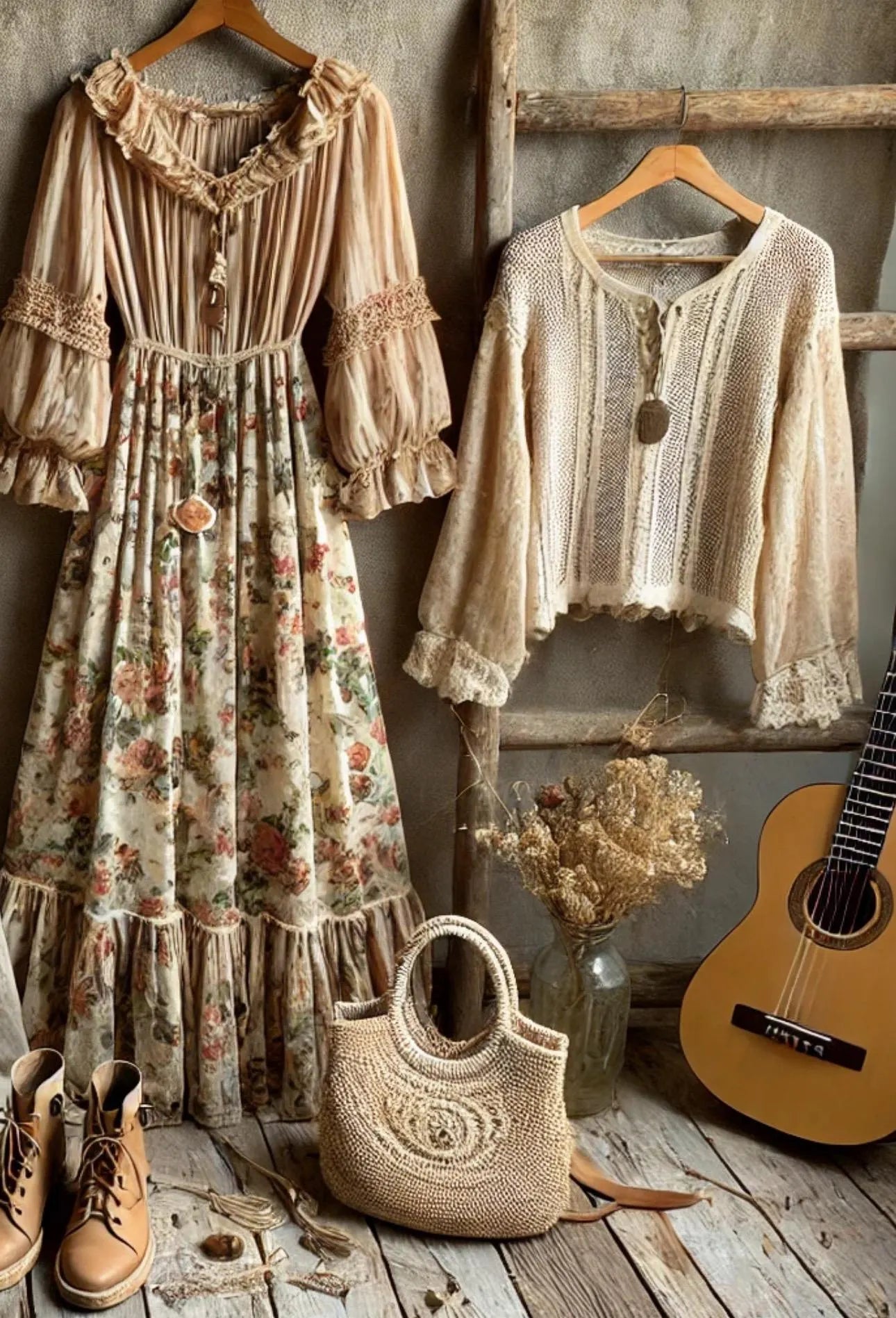 Linen Clothing bundle Cottagecore Dress & Boho Wide Leg Pants Farmhouse Fashion Outfits | Rustic Vintage Inspired Style handmade
~ Women’s Size MEDIUM
