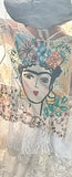 Artist Frida Duster, art wear ruffle lace duster, M