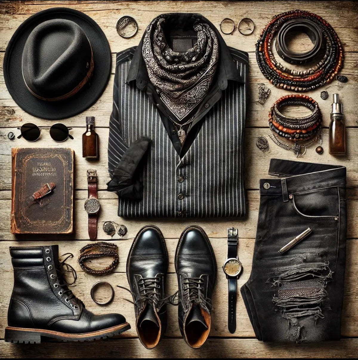 Rebel Rocker Style Bohemian Rocker Men’s Thrift Bundle | Vintage Artist Style | Nomad Poe ...