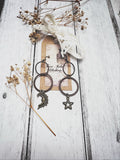 Star and moon celestial earrings, gypsy soul drop earrings, French hook, true rebel clothing
