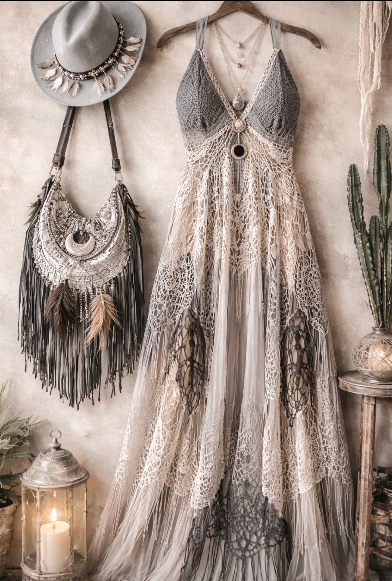 Festival boho bundle, white witch coven festival curated bundle clothing size large