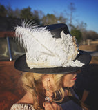 Stevie nicks feather and top hat, black gypsy top hat