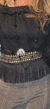 Gypsy Rose fringed mixed metal look belt one size ribbon tie rock ‘n’ roll star