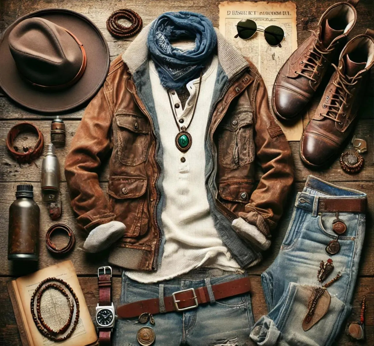 Bohemian Rocker Men’s Thrift Bundle | Vintage Artist Style | Nomad Poet Aesthetic | Layered Indie Rock Fashion One-of-a-Kind Menswear (Sample Bundle)