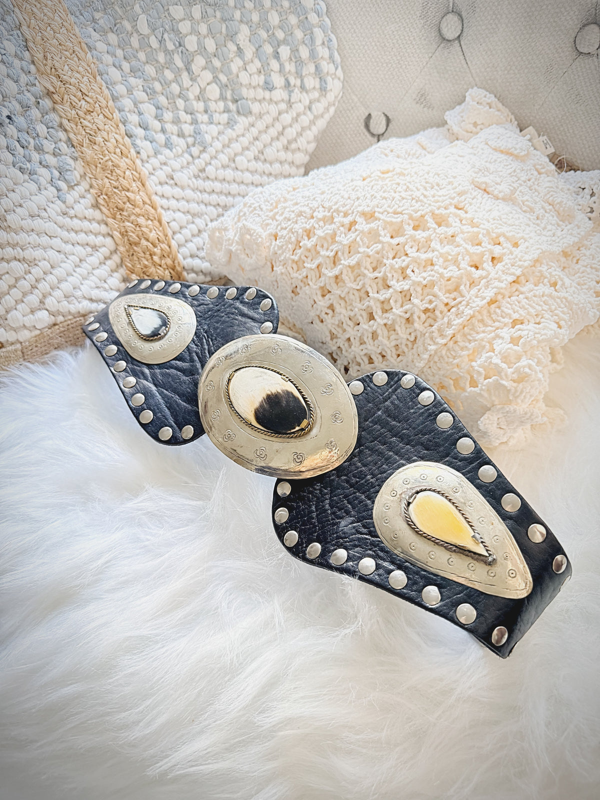 Black Leather Atlas Sash Belt