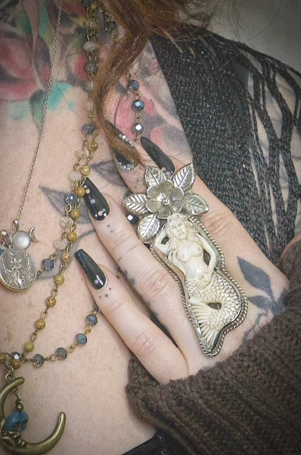 Siren’s Garden Oversized Mermaid Statement Ring