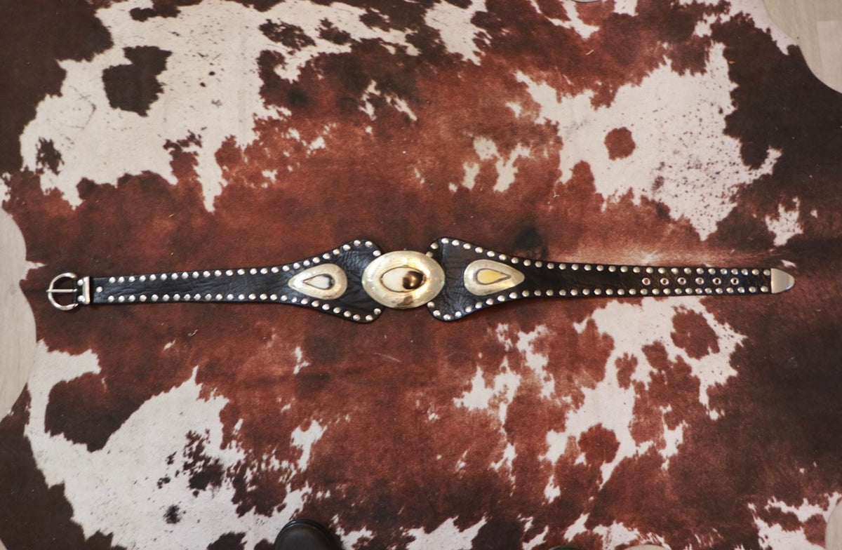 Black Leather Atlas Sash Belt