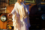 M L off the shoulder Stevie Nicks lace tunic rag doll top