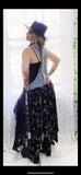 Festival Maxi dress, bohemian chic black lace maxi dress, Large TRC