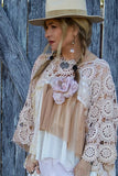 M L bohemian crochet poncho tunic top, French bow, romantic girlie Ki