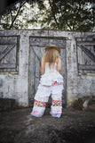 Shabby chic strawberry wide leg pants, lace pants, crochet pants