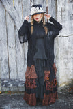 Stevie Nicks Fleetwood Mac gypsy duster, black lace duster with leopard print M L