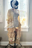 Dolly ruffle duster, mustard country chic lace duster, shabby chic rose S M