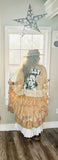 Dolly ruffle duster, mustard country chic lace duster, shabby chic rose S M