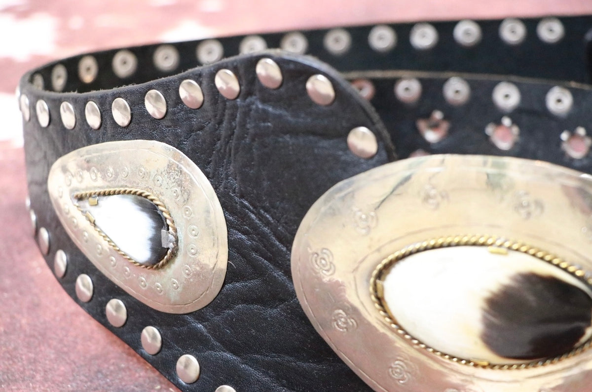 Black Leather Atlas Sash Belt