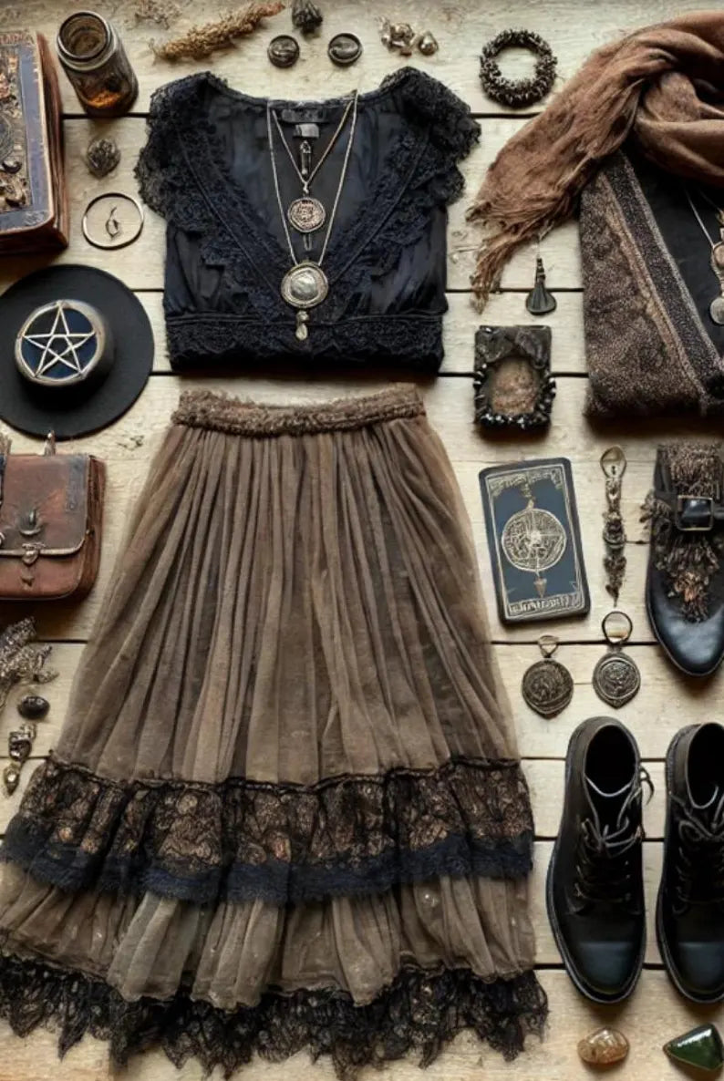 Gilly Owens Practical whimsy Goth Magic bundle, thrift style box witchy aesthetic style bundle, whimsi witchy True Rebel Clothing - Women’s size MEDIUM