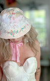 Patchwork rose bucket hat, magnolia lace pink bucket hat, True Rebel Clothing