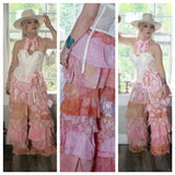 Pink ruffle pants, country stagecoach ruffle pants, romantic cottage core S