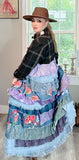 Butterfly patchwork flannel kimono duster, black flannel, lace crochet, M L