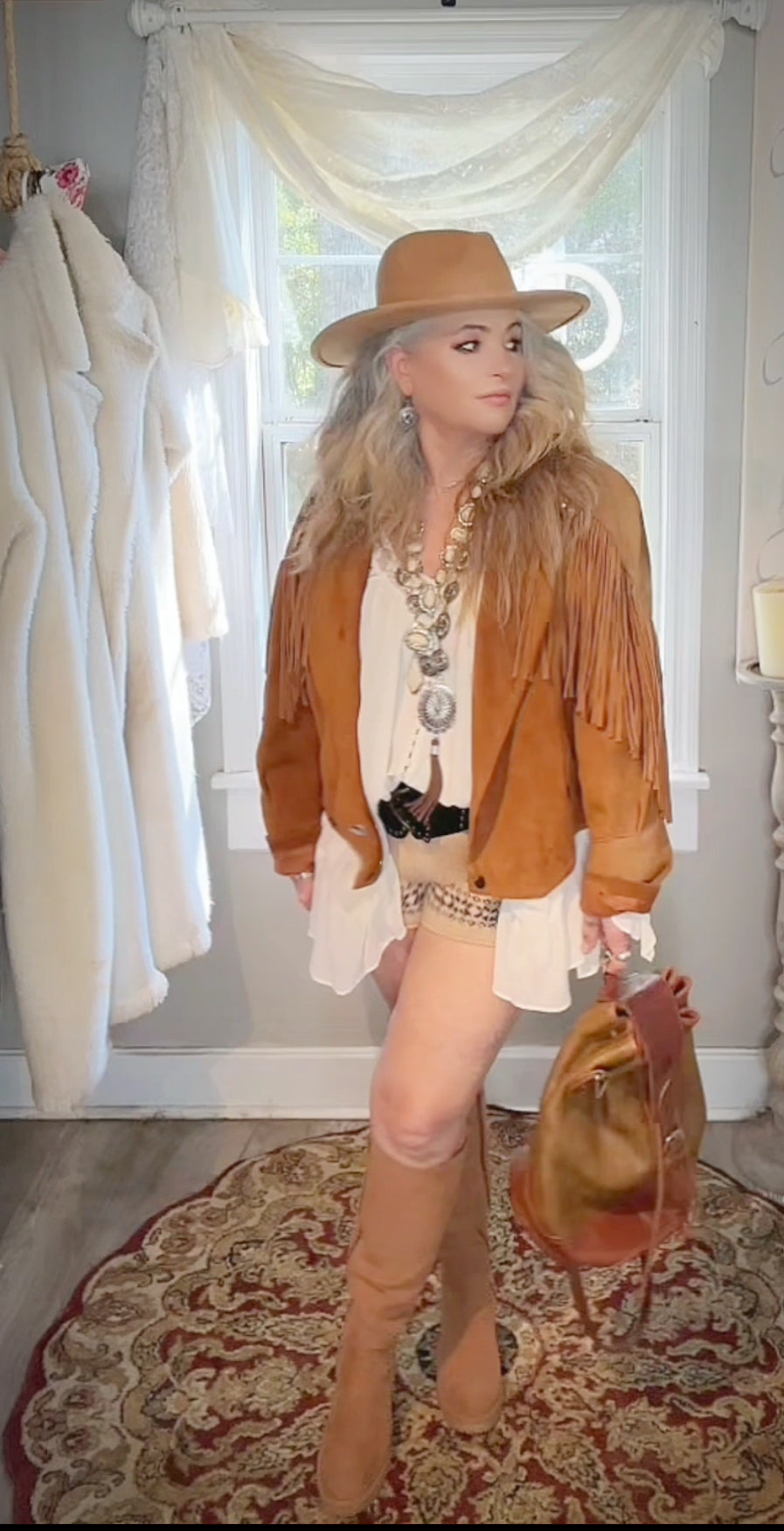 Vintage festival boho jacket, Cambridge suede jacket 80s medium