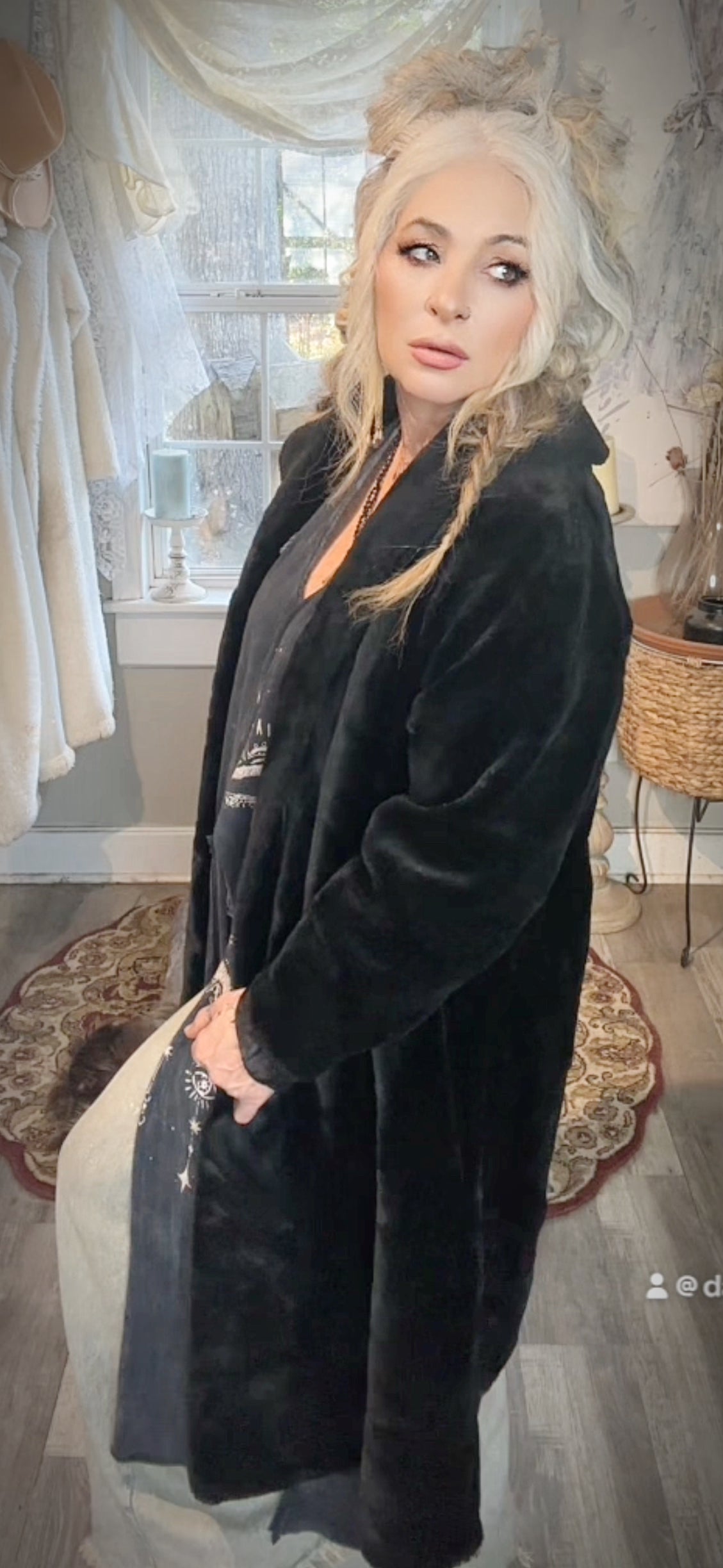 Vintage 90s faux For coat jacket mob wives aesthetic medium large