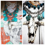 Turquoise and bull multi layered necklace