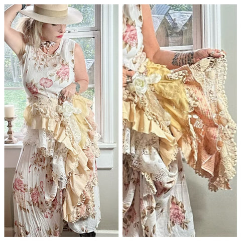 French cottage chic ruffle wrap Shaw or waist wrap, ￼