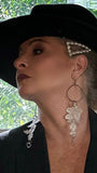Shoulder duster lace earrings, sexy lace and rhinestone heart